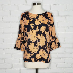 [The Limited] Blue and Coral 3/4 sleeve blouse